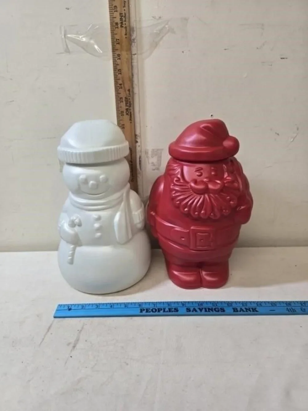 PackerWare Christmas Santa and Snowman Plastic Candy Jars Set